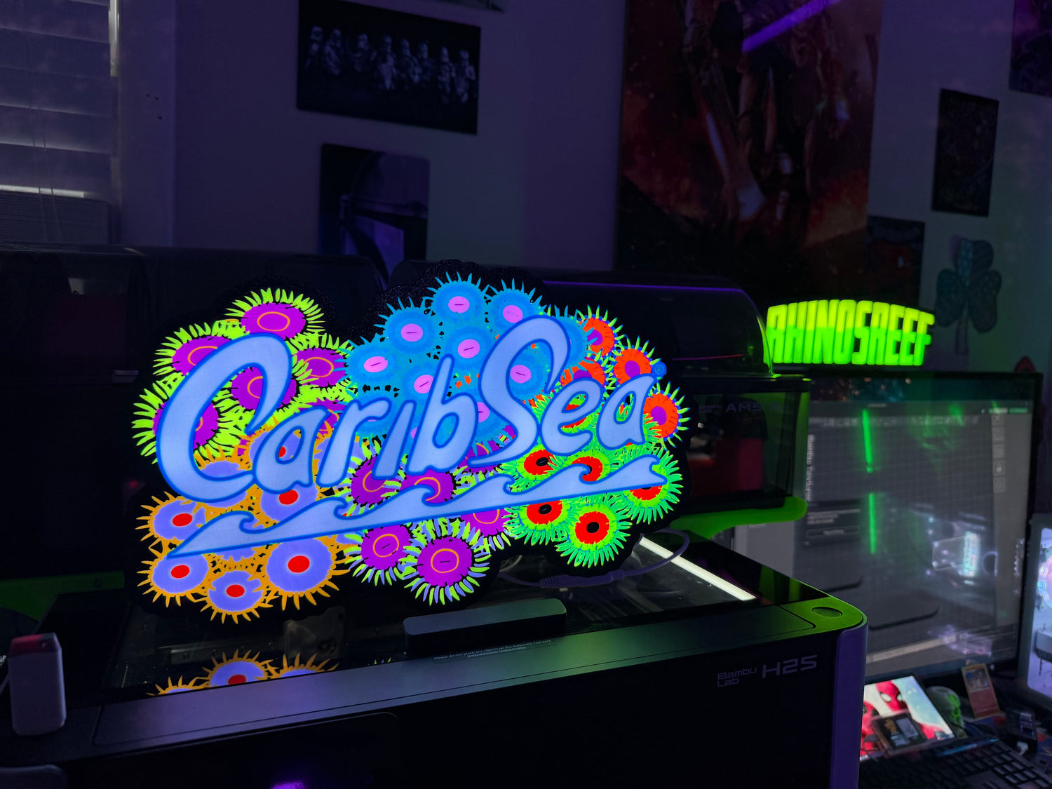 Rhino's Reef custom Logo Lights, app-controlled Govee LED sign